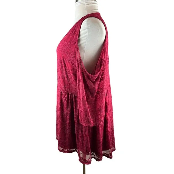 Torrid Babydoll Stretch Lace Cold Shoulder Top Biking Red Plus Size 4 4X - Picture 4 of 15